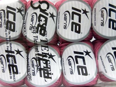 Lot of 8 Skeins Ice Yarns ALARA (50% Cotton) Hand Knitting Yarn Rose Pink