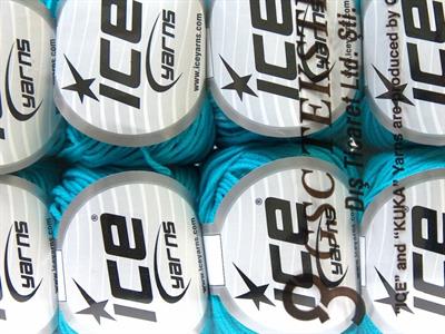 Lot of 8 Skeins Ice Yarns ALARA (50% Cotton) Hand Knitting Yarn Turquoise