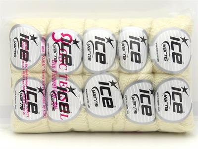 Lot of 10 Skeins Ice Yarns ALICE (10% Wool) Hand Knitting Yarn Cream