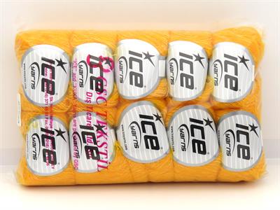 Lot of 10 Skeins Ice Yarns ALICE (10% Wool) Hand Knitting Yarn Dark Yellow