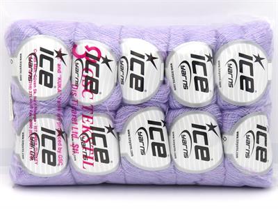 Lot of 10 Skeins Ice Yarns ALICE (10% Wool) Hand Knitting Yarn Light Lilac