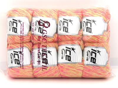 Lot of 8 Skeins Ice Yarns ALICE SUPERFINE (10% Wool) Yarn Fuchsia Light Green
