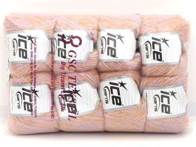 Lot of 8 Skeins Ice Yarns ALICE SUPERFINE (10% Wool) Yarn Orange Light Lilac