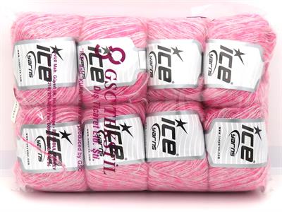 Lot of 8 Skeins Ice Yarns ALICE SUPERFINE (10% Wool) Yarn Pink Shades
