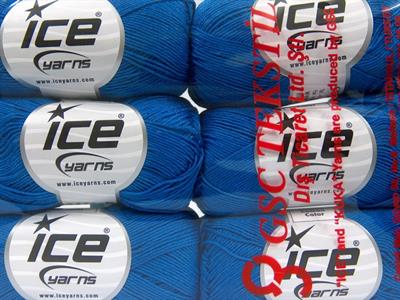 6x50gr. ALMINA COTTON Merserize Pamuk Mavi Yazlık İplikler, Pamuk, %100 Pamuk