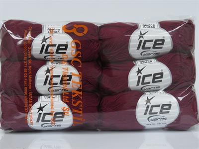 6x50gr. ALMINA COTTON Merserize Pamuk Bordo Yazlık İplikler, Pamuk, %100 Pamuk