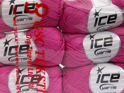 6x50gr. ALMINA COTTON Merserize Pamuk Şeker pembe Yazlık İplikler, Pamuk, %100 Pamuk