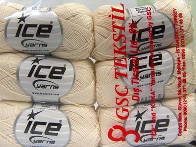 6x50gr. ALMINA COTTON Merserize Pamuk Ekru Yazlık İplikler, Pamuk, %100 Pamuk