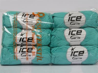 6x50gr. ALMINA COTTON Merserize Pamuk Yeşil Yazlık İplikler, Pamuk, %100 Pamuk