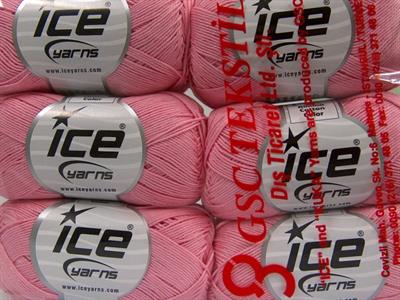 6x50gr. ALMINA COTTON Merserize Pamuk Açık Pembe Yazlık İplikler, Pamuk, %100 Pamuk