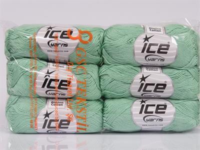 6x50gr. ALMINA COTTON Merserize Pamuk Nane Yeşil Yazlık İplikler, Pamuk, %100 Pamuk
