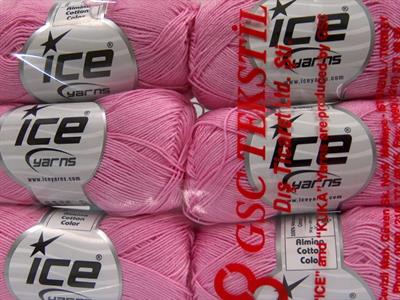 6x50gr. ALMINA COTTON Merserize Pamuk Pembe Yazlık İplikler, Pamuk, %100 Pamuk