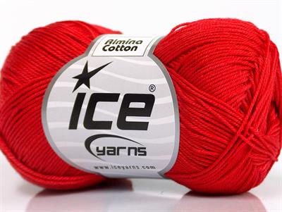 6x50gr. ALMINA COTTON Merserize Pamuk Kırmızı Yazlık İplikler, Pamuk, %100 Pamuk