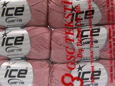 6x50gr. ALMINA COTTON Merserize Pamuk Gül pembe Yazlık İplikler, Pamuk, %100 Pamuk