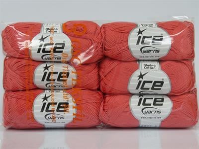 6x50gr. ALMINA COTTON Merserize Pamuk Somon Yazlık İplikler, Pamuk, %100 Pamuk