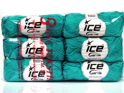 6x50gr. ALMINA COTTON Merserize Pamuk Turkuaz Yazlık İplikler, Pamuk, %100 Pamuk