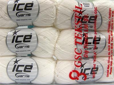 6x50gr. ALMINA COTTON Merserize Pamuk Beyaz Yazlık İplikler, Pamuk, %100 Pamuk