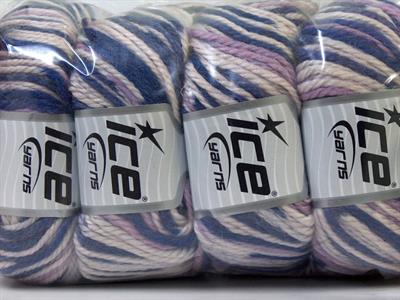 4x100gr. ALPACA BULKY MAGIC Alpaka, Yün, Akrilik Beyaz, Mor, Leylak Lüks, Alpaka, Kışlık, Batik Desenli, Kalın