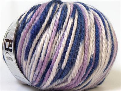 4x100gr. ALPACA BULKY MAGIC Alpaka, Yün, Akrilik Beyaz, Mor, Leylak Lüks, Alpaka, Kışlık, Batik Desenli, Kalın