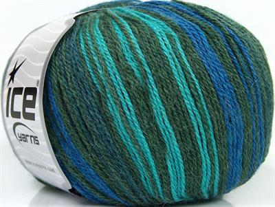 Lot of 4 x 100gr Skeins Ice Yarns ALPACA FINE MAGIC (25% Alpaca 35% Wool) Yarn Green Shades Turquoise Blue
