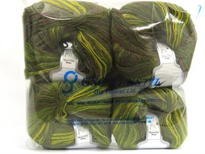 Lot of 4 x 100gr Skeins Ice Yarns ALPACA FINE MAGIC (25% Alpaca 35% Wool) Yarn Green Shades