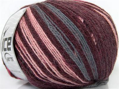 Lot of 4 x 100gr Skeins Ice Yarns ALPACA FINE MAGIC (25% Alpaca 35% Wool) Yarn Maroon Pink Grey