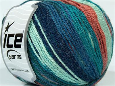 4x100gr. ALPACA LIGHT MAGIC Alpaka, Yün, Akrilik Yeşil Tonları, Somon, Mavi Tonları Lüks, Alpaka, Kışlık, Batik Desenli