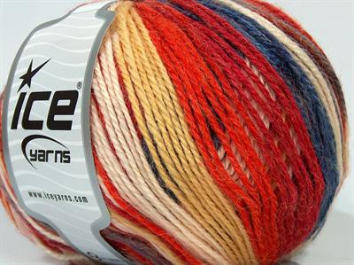 4x100gr. ALPACA LIGHT MAGIC Alpaka, Yün, Akrilik Kırmızı, Krem, Turuncu, Altın Lüks, Alpaka, Kışlık, Batik Desenli