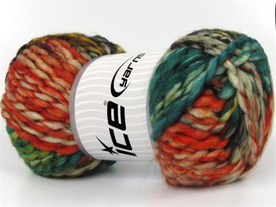 Lot of 2 x 150gr Skeins Ice Yarns ALPINE WOOL COLOR (30% Wool) Yarn Green Shades Beige Copper Black