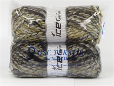 Lot of 2 x 150gr Skeins Ice Yarns ALPINE WOOL COLOR (30% Wool) Yarn Black Grey Khaki