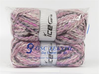 Lot of 2 x 150gr Skeins Ice Yarns ALPINE WOOL COLOR (30% Wool) Yarn Pink Shades White Black Turquoise
