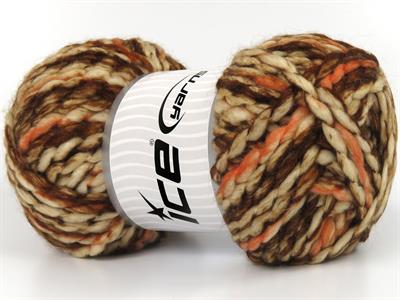 Lot of 2 x 150gr Skeins Ice Yarns ALPINE WOOL COLOR (30% Wool) Yarn Brown Cream Orange