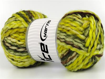 Lot of 2 x 150gr Skeins Ice Yarns ALPINE WOOL COLOR (30% Wool) Yarn Green Shades Brown