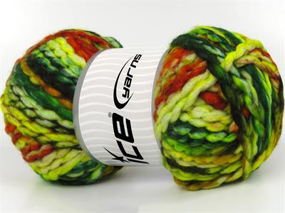 Lot of 2 x 150gr Skeins Ice Yarns ALPINE WOOL COLOR (30% Wool) Yarn Green Shades Gold