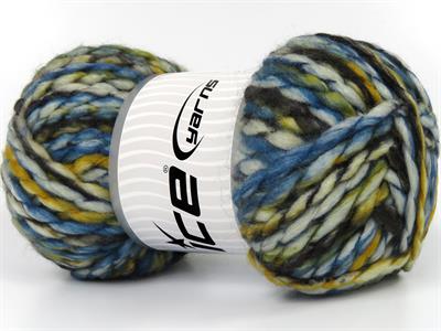 Lot of 2 x 150gr Skeins Ice Yarns ALPINE WOOL COLOR (30% Wool) Yarn Blue Shades Gold Black Green