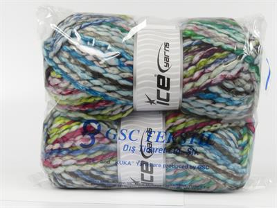 Lot of 2 x 150gr Skeins Ice Yarns ALPINE WOOL COLOR (30% Wool) Yarn Blue Shades Black Red Green