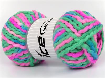 Lot of 2 x 150gr Skeins Ice Yarns ALPINE WOOL COLOR (30% Wool) Yarn Pink Shades Green Turquoise