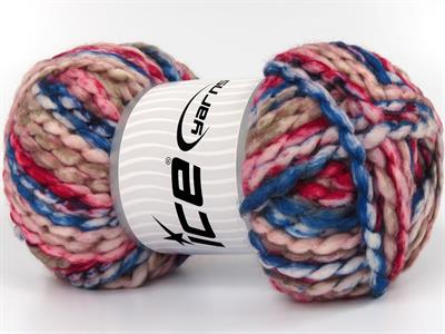 Lot of 2 x 150gr Skeins Ice Yarns ALPINE WOOL COLOR (30% Wool) Yarn Blue Red Beige Pink