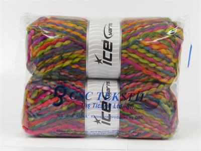 Lot of 2 x 150gr Skeins Ice Yarns ALPINE WOOL COLOR (30% Wool) Yarn Rainbow Colors