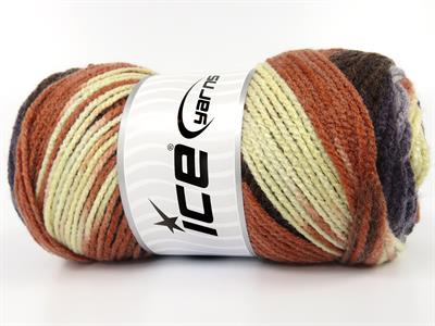 4x100gr. AMBIANCE Premium Akrilik Kahverengi, Mavi, Somon, Gri Tonları Kışlık, Bebe, Batik Desenli, 100% Akrilik