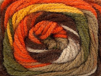 4x100gr. AMBIANCE Premium Akrilik Kahverengi, Yeşil, Turuncu, Altın, Deve Tüyü Kışlık, Bebe, Batik Desenli, 100% Akrilik