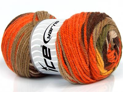 4x100gr. AMBIANCE Premium Akrilik Kahverengi, Yeşil, Turuncu, Altın, Deve Tüyü Kışlık, Bebe, Batik Desenli, 100% Akrilik