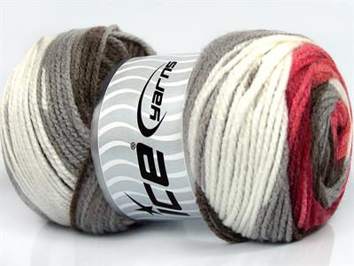 4x100gr. AMBIANCE Premium Akrilik Kahverengi, Beyaz, Açık Gri, Pembe tonları Kışlık, Bebe, Batik Desenli, 100% Akrilik