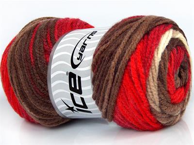 4x100gr. AMBIANCE Premium Akrilik Krem, Kahverengi Tonları, Kırmızı Tonları Kışlık, Bebe, Batik Desenli, 100% Akrilik