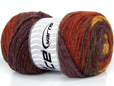 4x100gr. AMBIANCE Premium Akrilik Altın, Kahverengi Tonları, Maron Kışlık, Bebe, Batik Desenli, 100% Akrilik