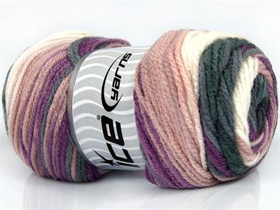 4x100gr. AMBIANCE Premium Akrilik Leylak, Açık Pembe, Gri Tonları Kışlık, Bebe, Batik Desenli, 100% Akrilik