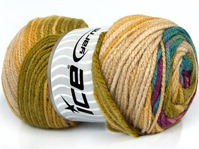 4x100gr. AMBIANCE Premium Akrilik Pembe, Leylak, Yeşil Tonları, Bej Kışlık, Bebe, Batik Desenli, 100% Akrilik