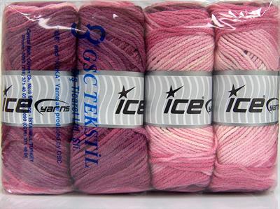 4x100gr. AMBIANCE Premium Akrilik Pembe, Leylak, Orkide Kışlık, Bebe, Batik Desenli, 100% Akrilik
