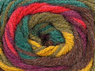 4x100gr. AMBIANCE Premium Akrilik Kırmızı, Altın, Yeşil Tonları Kışlık, Bebe, Batik Desenli, 100% Akrilik