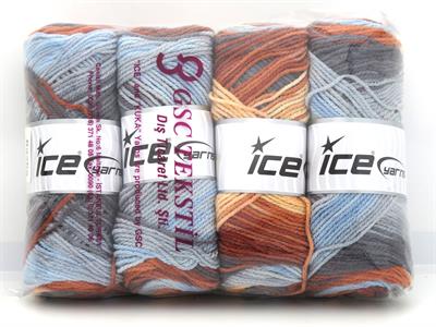 4x100gr. AMBIANCE Premium Akrilik Somon, Mavi Tonları, Gri Tonları Kışlık, Bebe, Batik Desenli, 100% Akrilik